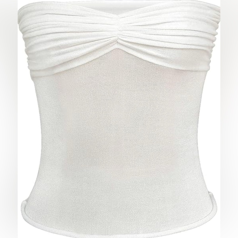 Elegant White Women's Twisted Mesh Top